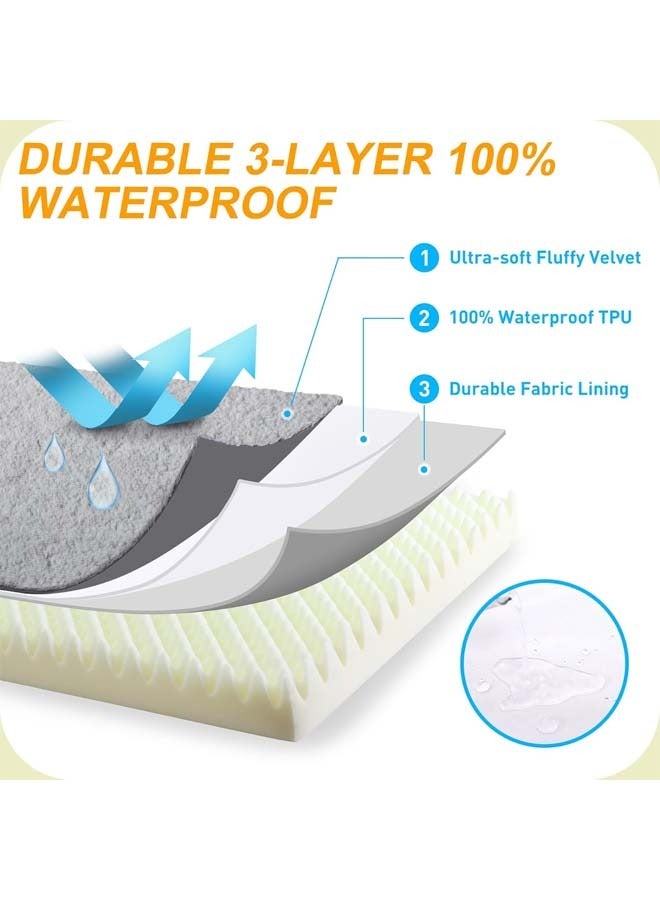 سرير للكلاب الكبيرة - سرير قفص تقويمي كبير للكلاب من القطيفة مع بساط سرير للحيوانات الأليفة من الإسفنج على شكل قفص بيض، غطاء قابل للإزالة والغسل، مناسب للكلاب حتى (أبيض، XL: 112*81*7.5 سم) - Image 4